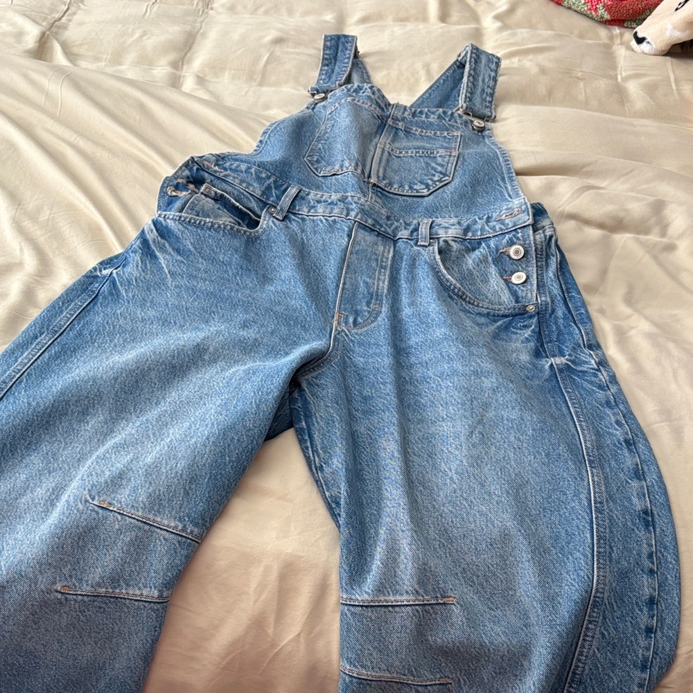 Free People Classic Blue Denim Overalls